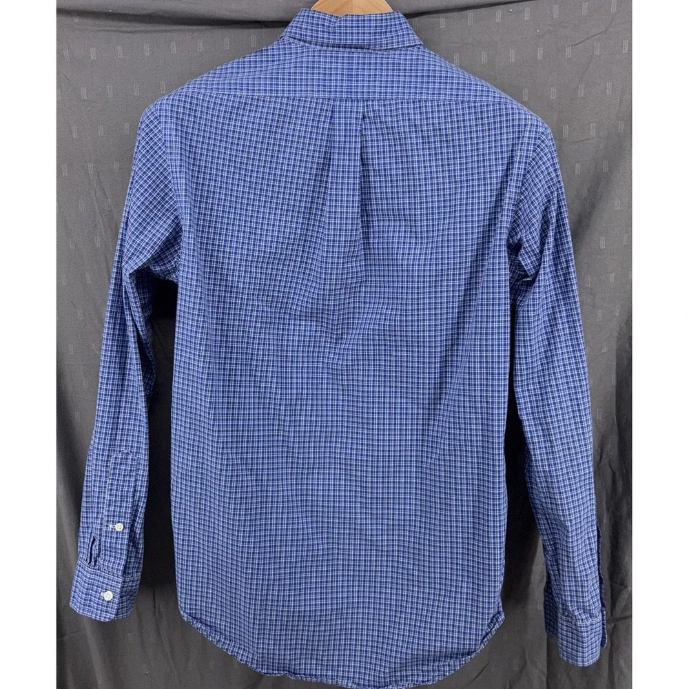 Polo Ralph Lauren Long Sleeve Button Down Blue‎ Plaid Mens Small Custom Fit